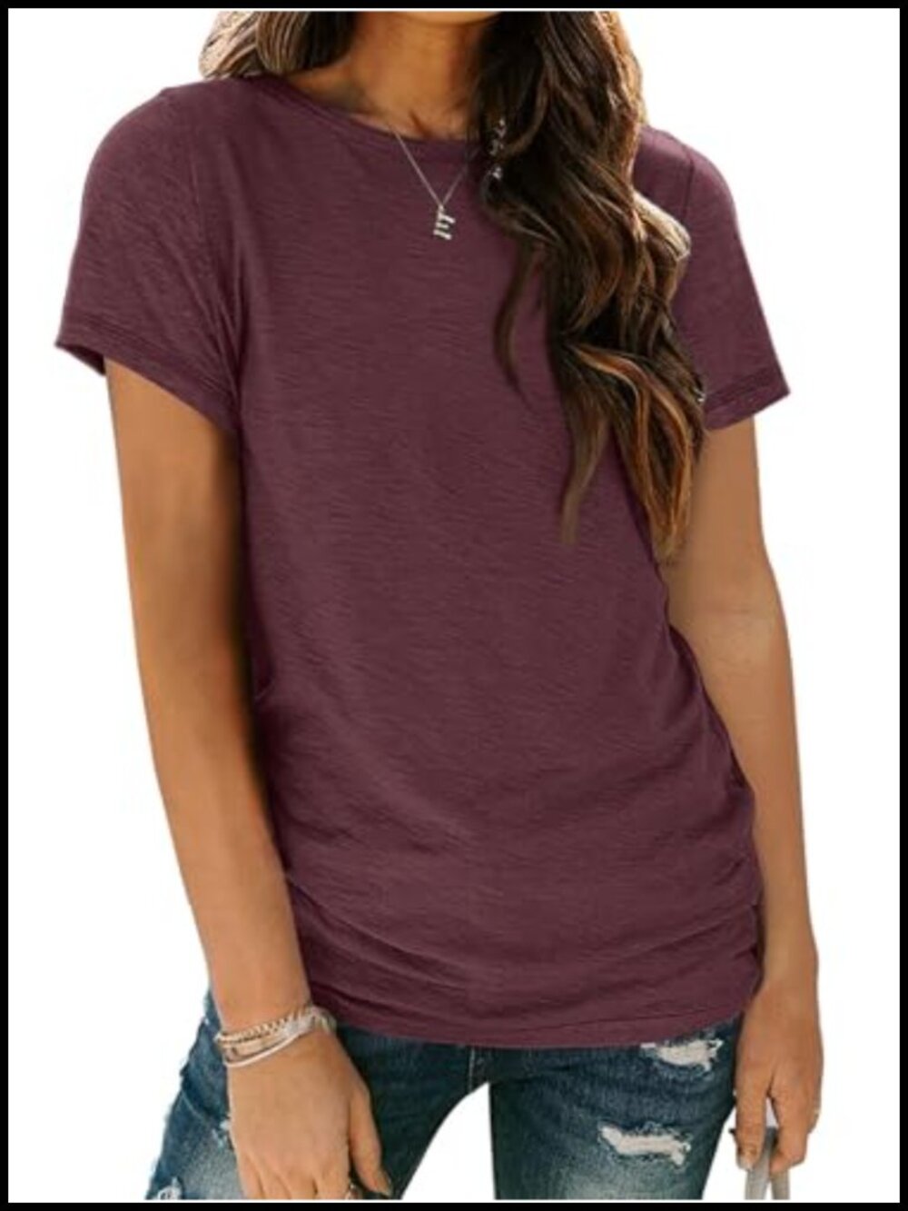Women's Short Sleeve Crewneck T-Shirt Stretch Basic Summer Top